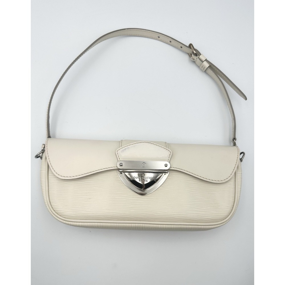 Louis Vuitton Epi Pochette Montaigne Shoulder Bag‎ Silver Hardware Cream Color